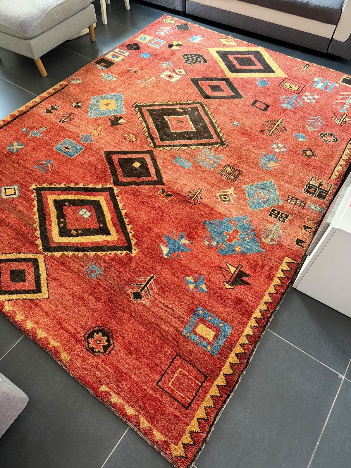 Brand New Authentic Persian Iran Gabbeh Rug, Ophalen of Verzenden, Nieuw, Beige