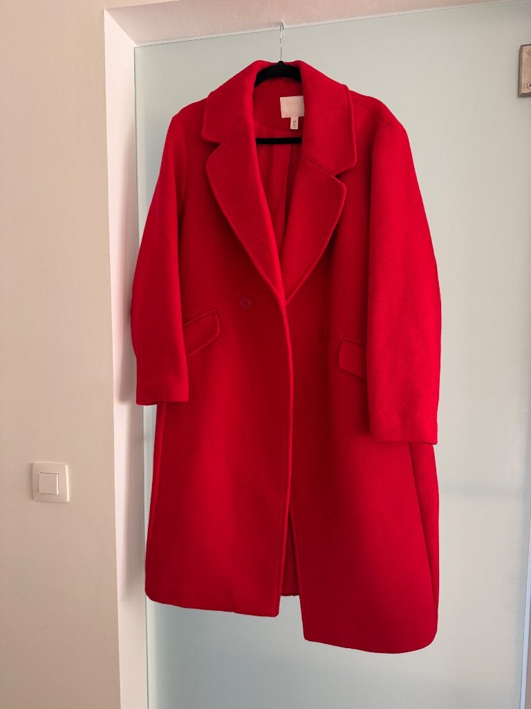 Lange rode jas, Kleding | Dames, H&M, Zo goed als nieuw, Rood, Ophalen
