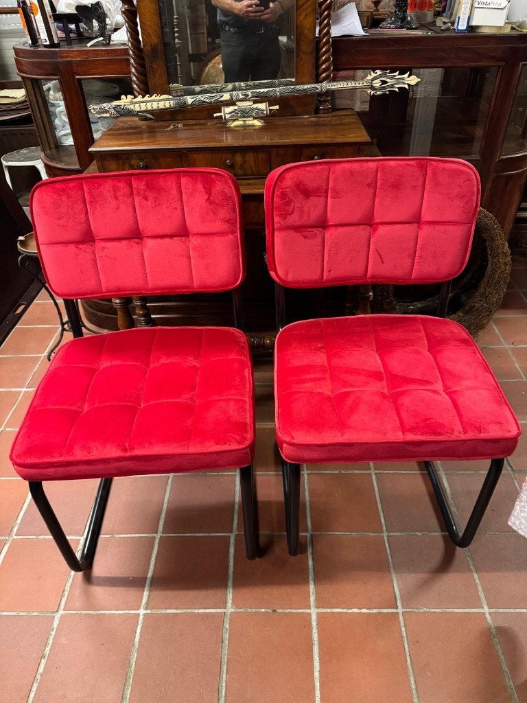 Set van 2 Kick buisframe stoelen  Ivy – rode stoel, Maison & Meubles, Chaises, Enlèvement ou Envoi, Cinq, Six Chaises ou plus