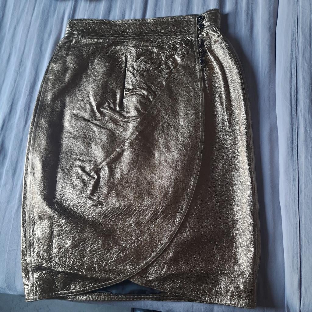 UNGARO SOLO DONNA*BRONS-/GOUDKLEUR*LEDER ROK*NIEUW*SMALL*, Ophalen, Overige kleuren, Nieuw, Maat 36 (S)