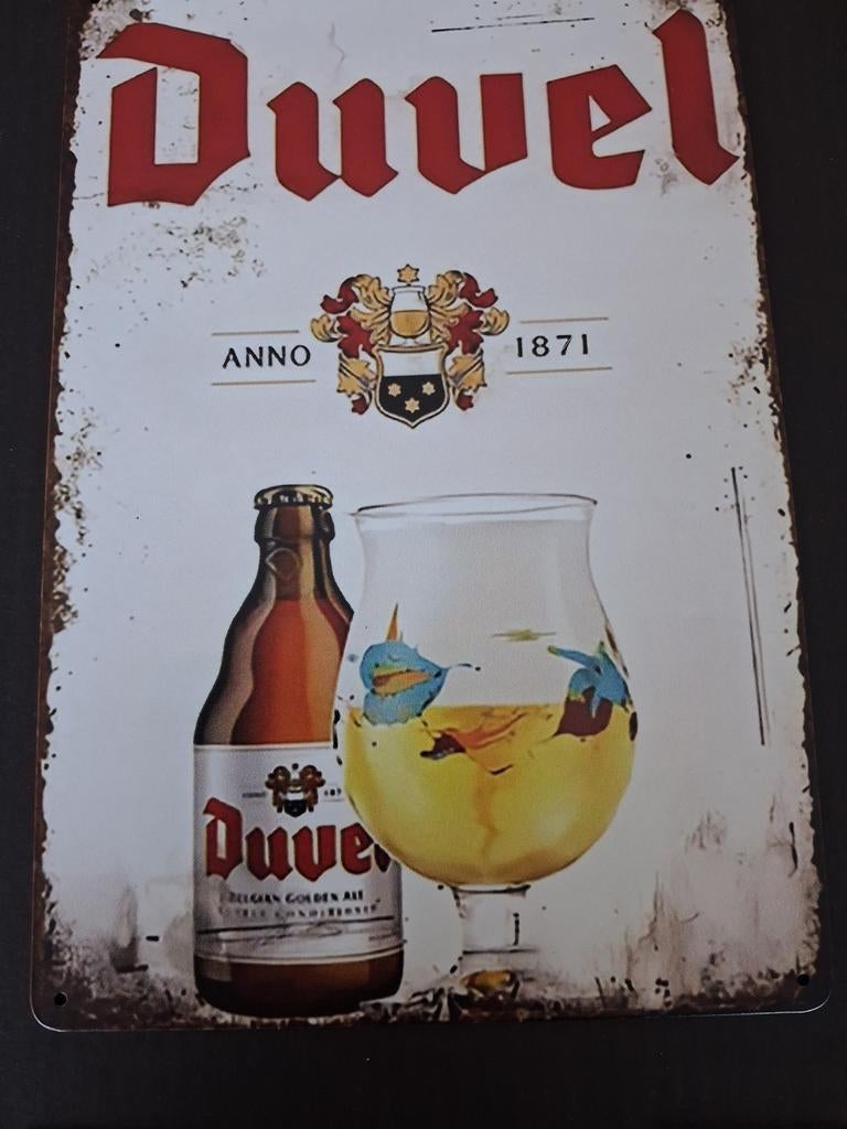 "DUVEL" Vintage metalen reclamebord 20X30 cm  Nieuwe staat, Verzamelen, Overige gebieden, Verzenden, Overige typen, Nieuw