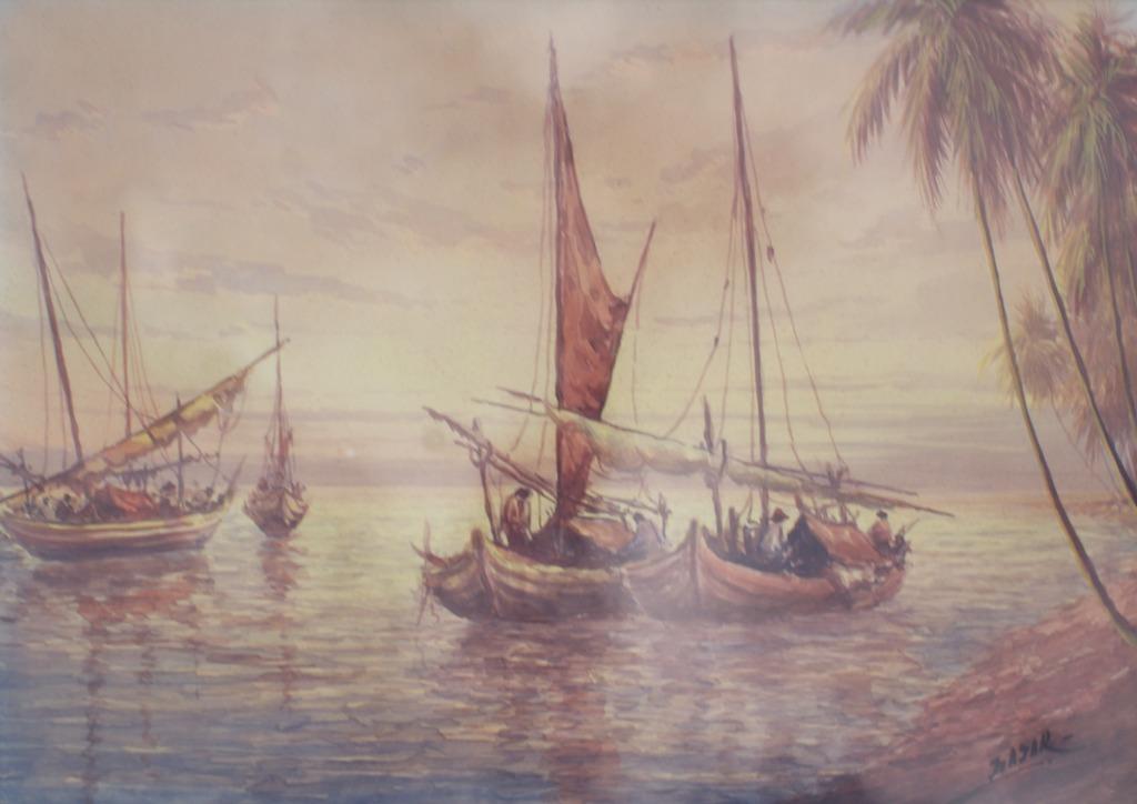 Bayar: Vissersboten ca. 1920-30 (51 x 41 cm), Enlèvement ou Envoi