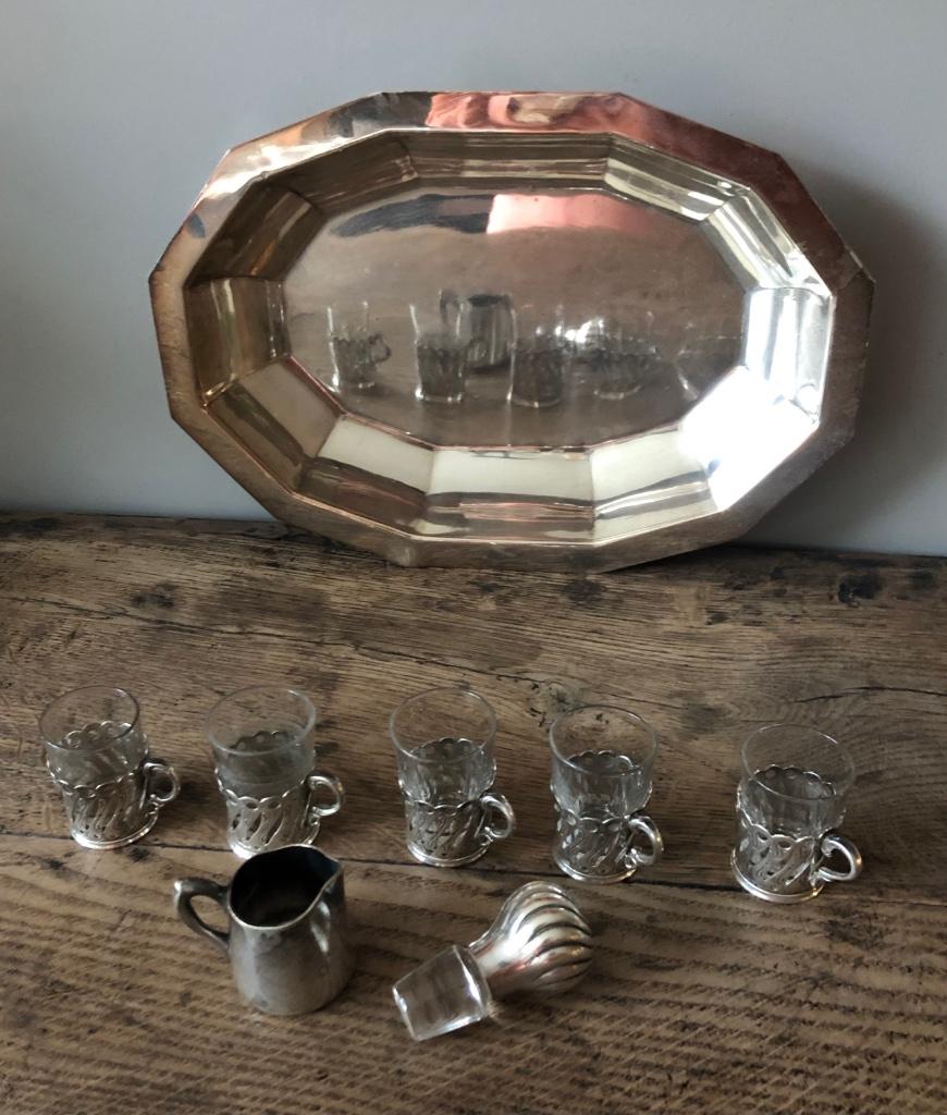 Brocante set verzilverde voorwerpen, Antiek en Kunst, Ophalen of Verzenden