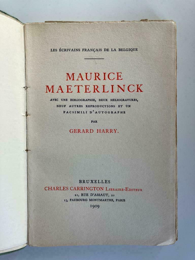 Maurice Maeterlinck - Gerard Harry (1909), Ophalen of Verzenden