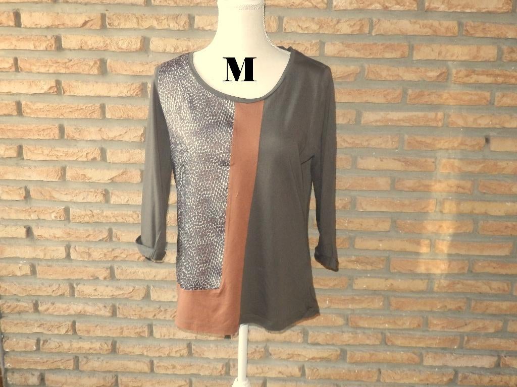 (213)- blouse femme t.M brune - riu -, Kleding | Dames, Blouses en Tunieken, Zo goed als nieuw, Maat 38/40 (M), Bruin, Ophalen of Verzenden
