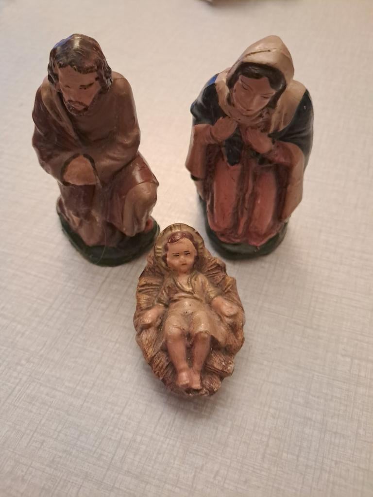 3 anciennes figurines de crèche en papier mâché., Enlèvement ou Envoi, Comme neuf