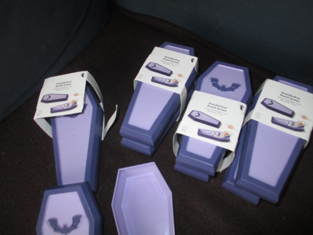 plastic snackdoosjes in vorm van paarse doodskist, Hobby en Vrije tijd, Feestartikelen, Ophalen of Verzenden, Nieuw, Feestartikel