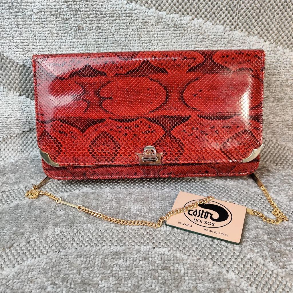 clutch vintage slangenmotief Castor bolsos zeer goede staat, Handtassen en Accessoires, Tassen | Damestassen, Ophalen of Verzenden