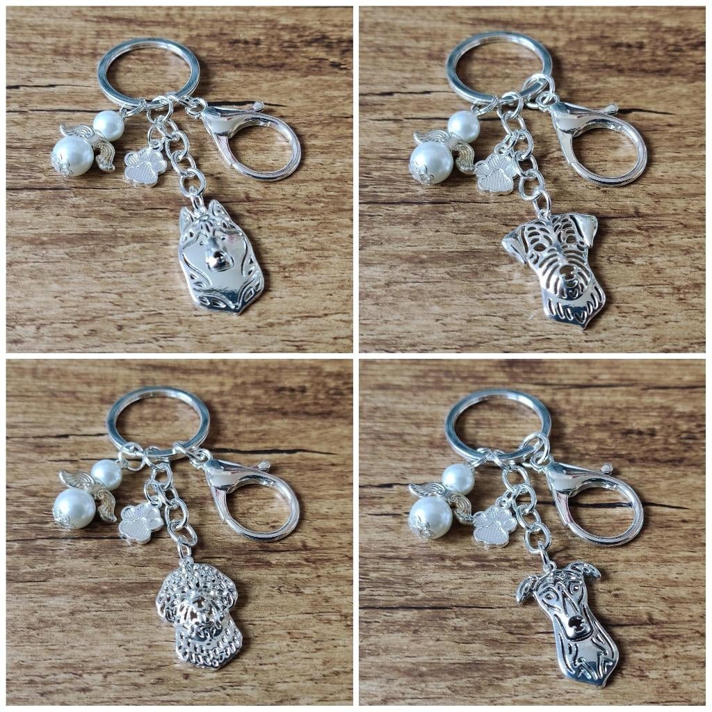 Tas / Sleutelhanger div. hondenrassen silver plated + engel, Verzenden, Nieuw