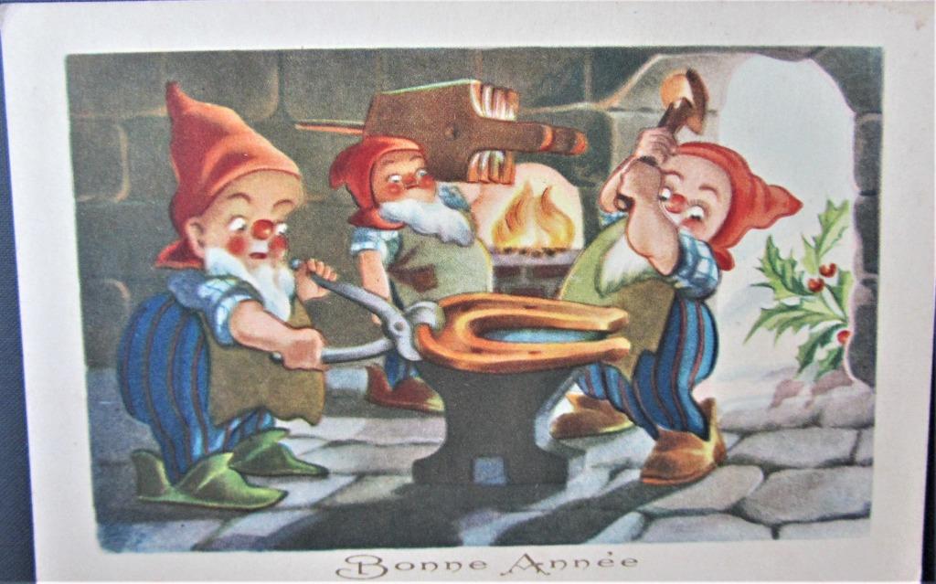 FANTASIEKAART- KABOUTERS IN DE SMIDSE, Ophalen of Verzenden, Ongelopen, Ambachten of Beroep