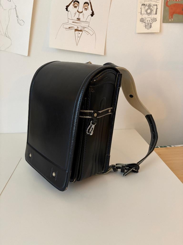 Vintage japanse schoolrugzak, Cuir, Enlèvement ou Envoi, 30 à 40 cm, Moins de 30 cm