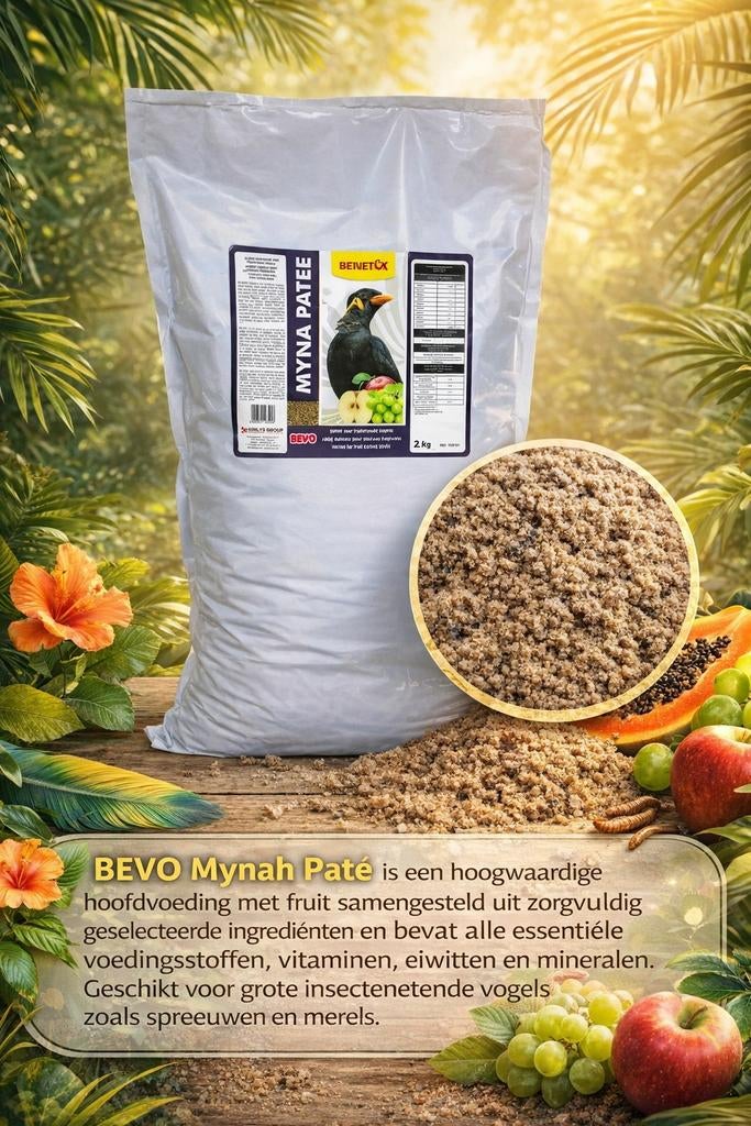 BEVO Mynah Paté 1kg - Fruit Patee - Hoofdvoeding, Ophalen