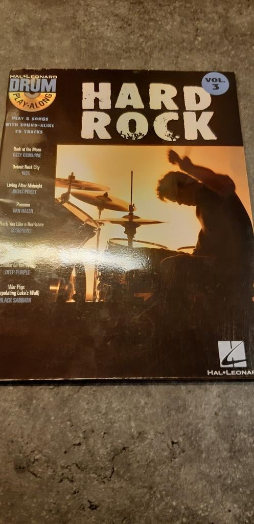 Hard rock muziek boek en cd om mee te spelen op drumstel, Ophalen of Verzenden