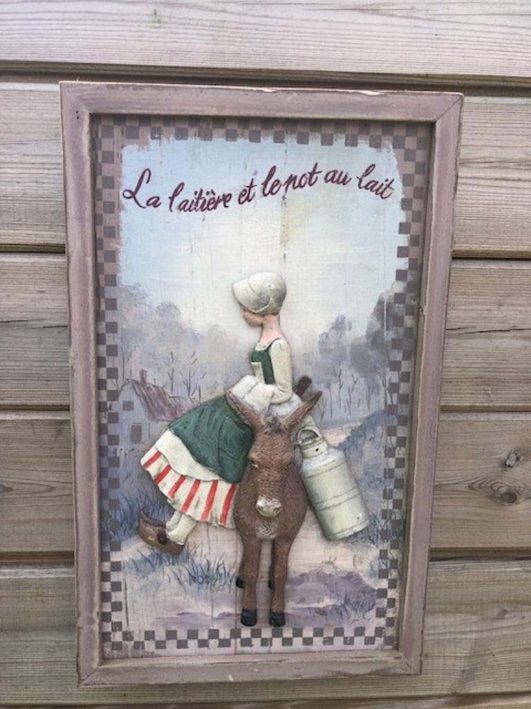 Houten bord Country Corner: "La laitière et le pot de lait", Ophalen of Verzenden