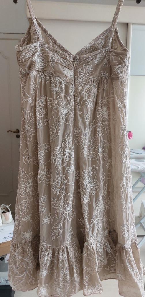 Petite robe été coton beige fleurs beige bretelle réglable,, Taille 38/40 (M), Enlèvement ou Envoi, Shyde Paris, Beige