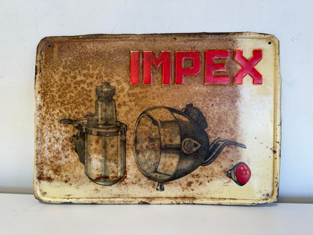 IMPEX fietslampen reclame bordje, Ophalen of Verzenden, Gebruikt, Reclamebord