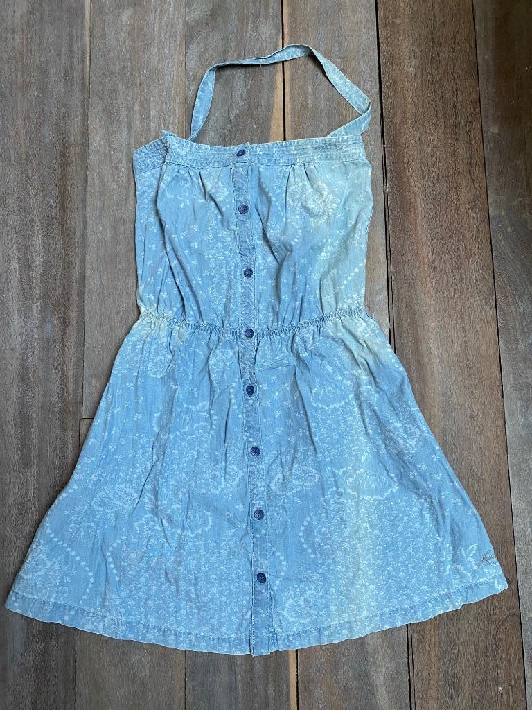Levi's nieuwe verkleurde rugloze jurk licht blauw wit canvas, Maat 42/44 (L), Nieuw, Knielengte, Levi's