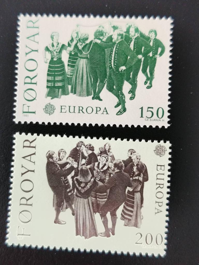 Îles Féroé/Foroyar 1981 - Europa CEPT - folklore, danse **, Timbres & Monnaies, Timbres | Europe | Scandinavie, Enlèvement ou Envoi