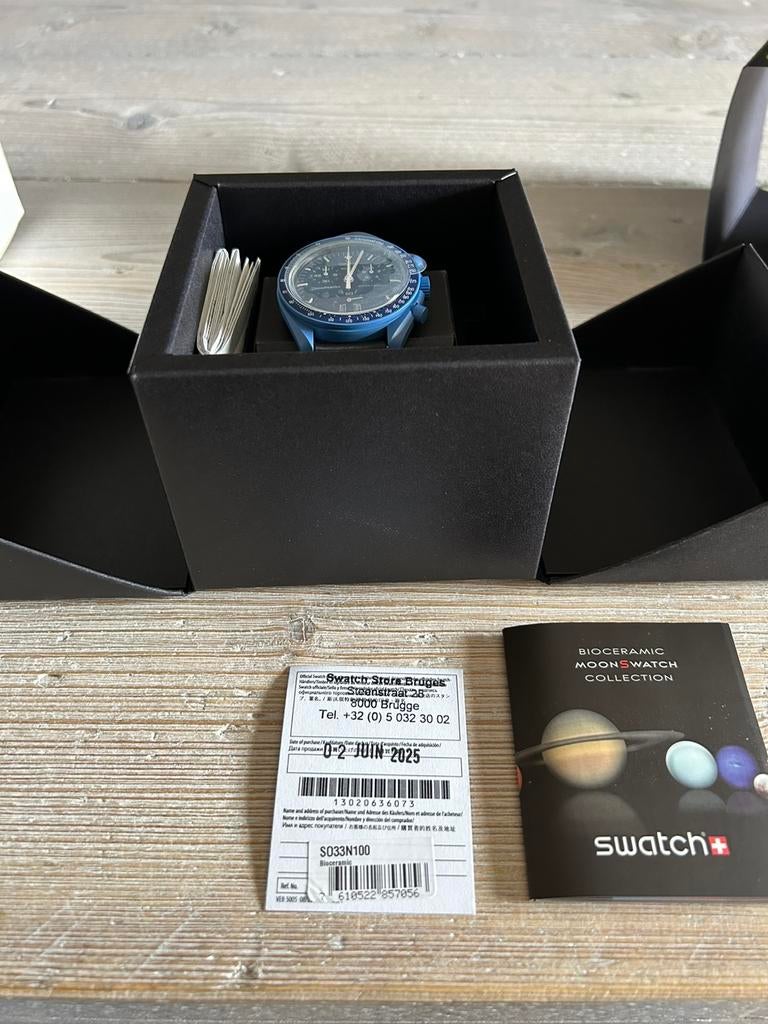 Moonswatch neptune, Handtassen en Accessoires, Horloges | Heren, Ophalen, Zo goed als nieuw