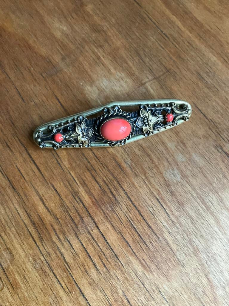 Grande broche vintage « Tchécoslovaquie », Enlèvement ou Envoi, 7 à 10 cm, Comme neuf, Autres matériaux