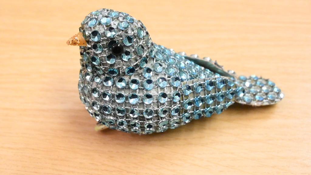 Kerstdeco vogeltje blauw met clip, Diversen, Ophalen of Verzenden, Gebruikt