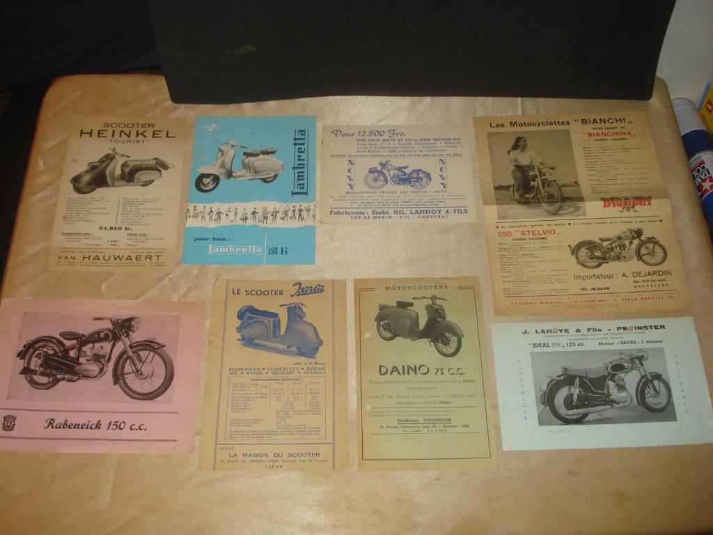 Lot de 8 Anciennes Publicités Motos Italiennes et Allemandes, Enlèvement ou Envoi, Utilisé