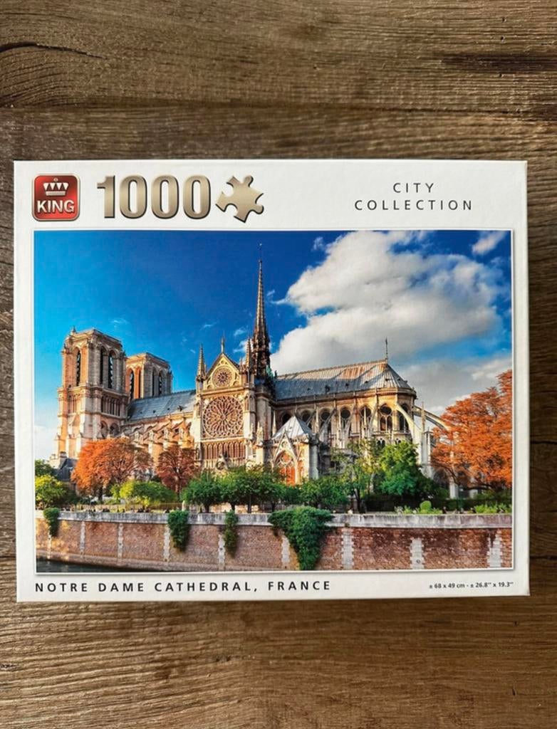 Puzzle King « Cathédrale Notre-Dame, France » 1000 pièces, Enlèvement ou Envoi, 500 à 1500 pièces, Comme neuf, Puzzle