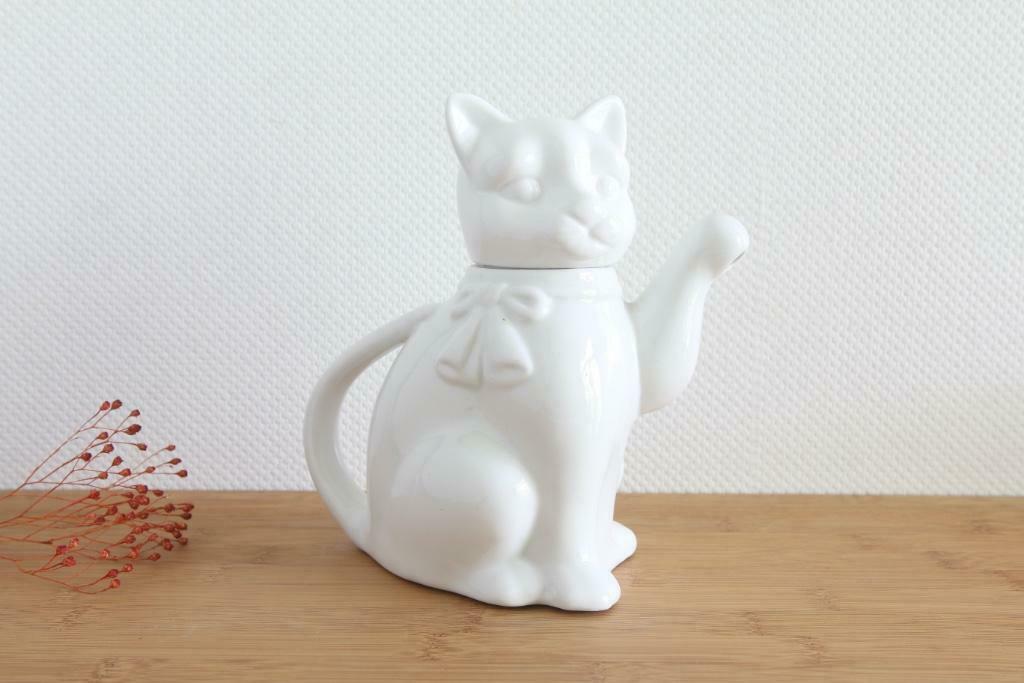 Théière/Cafetière chat en céramique blanche, Enlèvement ou Envoi