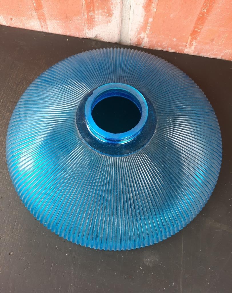 Blauwe glazen lampenkap, Ophalen of Verzenden, Gebruikt, Blauw, Rond