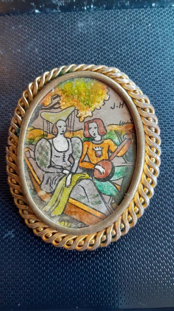 D ancienne broche (x2027), Bijoux, Sacs & Beauté, Bijoux anciens, Enlèvement ou Envoi, Cuivre, Broche