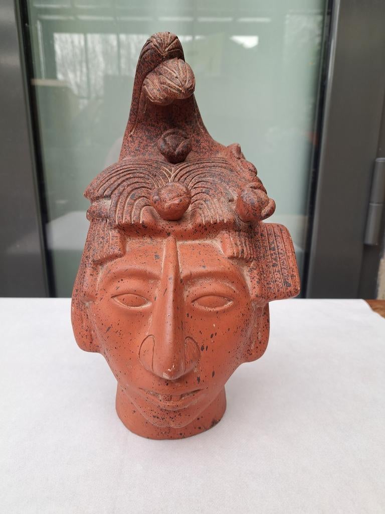 vintage beeldje van maya koning Pacal, Antiek en Kunst, Ophalen of Verzenden