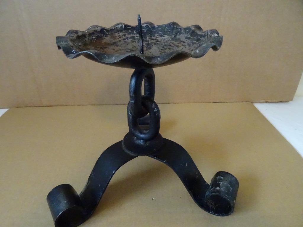 Kandelaar Antieke kandelaar smeedijzeren kandelaar 23cm 1950, Ophalen of Verzenden, Overige materialen