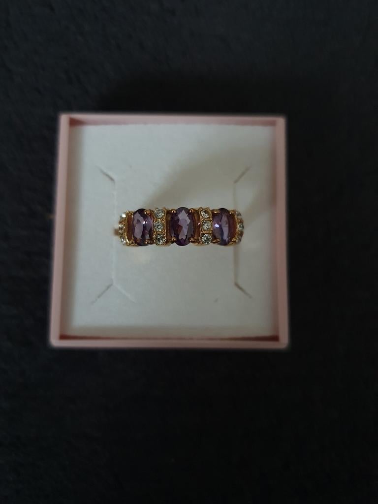 Stalen goldplated ring maat 57, Bijoux, Sacs & Beauté, Bagues, Neuf, Enlèvement ou Envoi, Avec cristal, Femme
