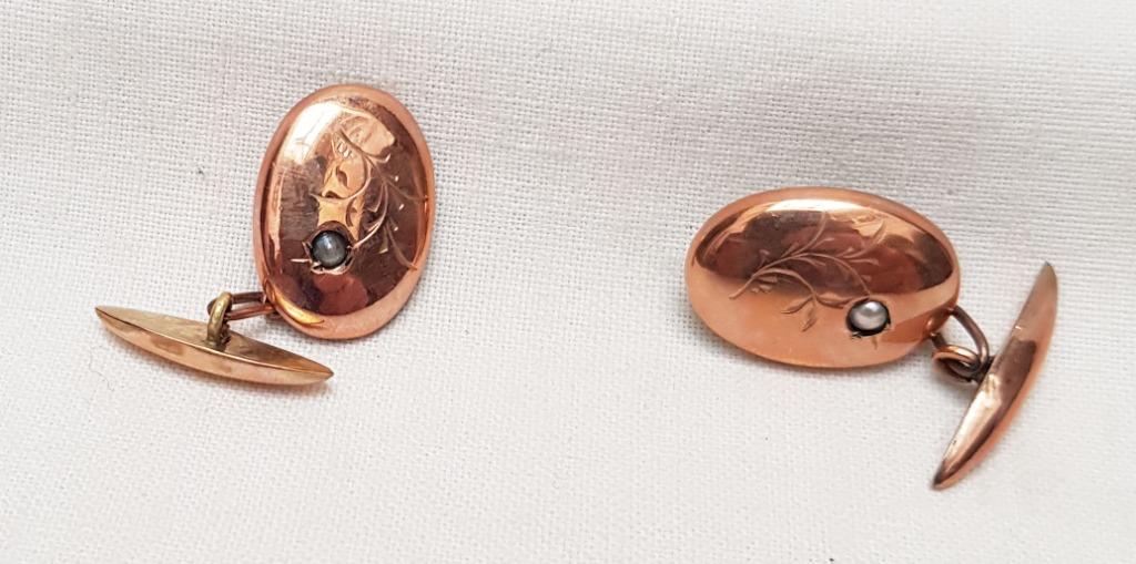 Manchetknopen goud - pareltje ., Handtassen en Accessoires, Manchetknopen, Ophalen of Verzenden, Gebruikt, Goud