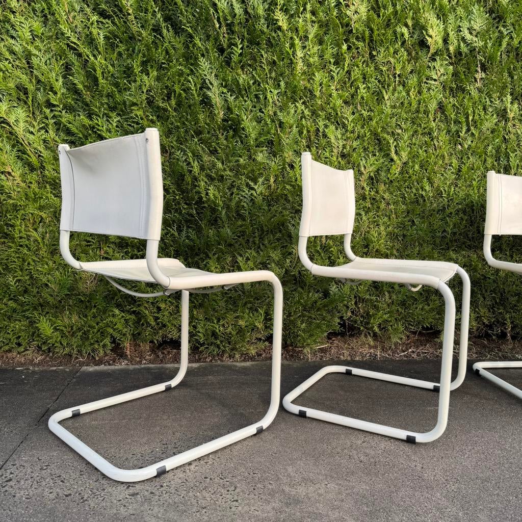 Set (4) witte buisframe stoelen, Enlèvement, Comme neuf