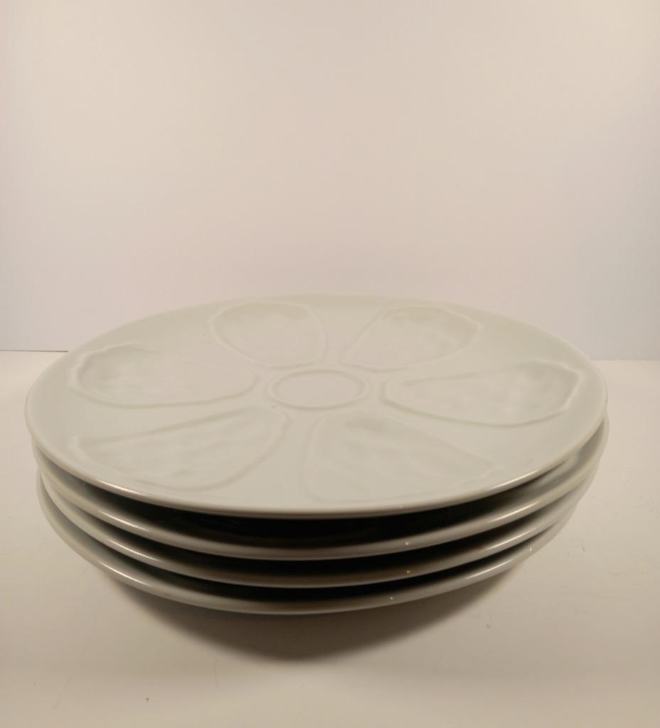 4 assiettes à huitre, Ophalen of Verzenden, Zo goed als nieuw, Keramiek, Bord(en)