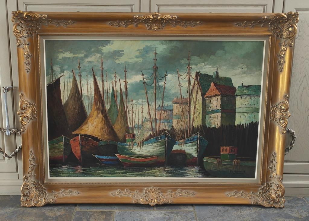 Grande peinture ancienne, de l'artiste LM, Laminoir., Enlèvement