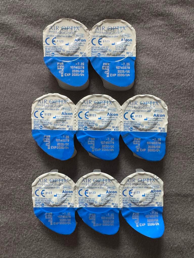 Airoptix hydraglyde -7.25 lenzen, Ophalen of Verzenden, Nieuw
