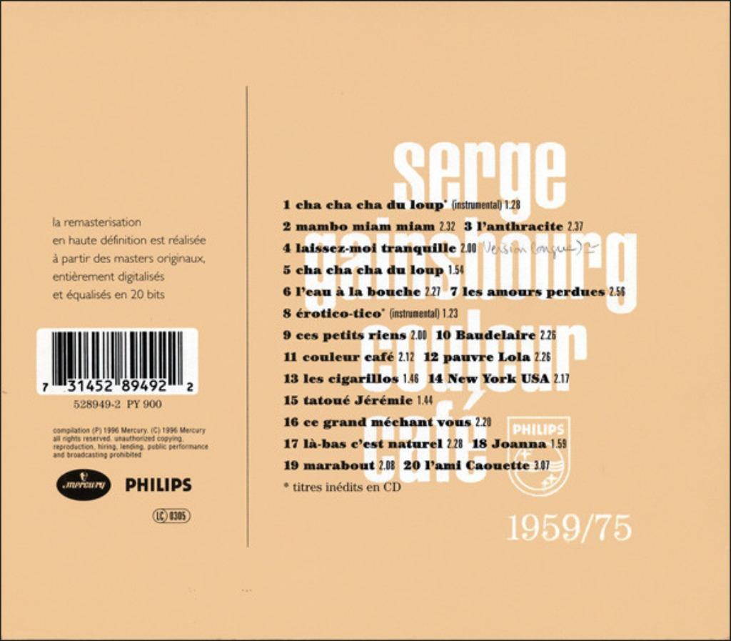 Serge Gainsbourg – Couleur Café - Compilation CD 💿, Enlèvement ou Envoi, Comme neuf, Pop, Coffret