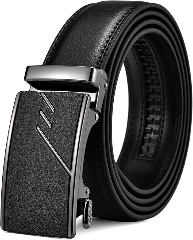 Ceinture pour homme | noire | cuir | avec cliquet | Nouveau
