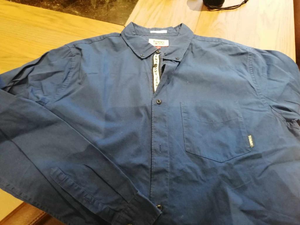 HEMD FEL BLAUW MERK TOMMY JEANS – REGULAR FIT  – MAAT L, Tour de cou 41/42 (L), Enlèvement ou Envoi, Porté, Bleu