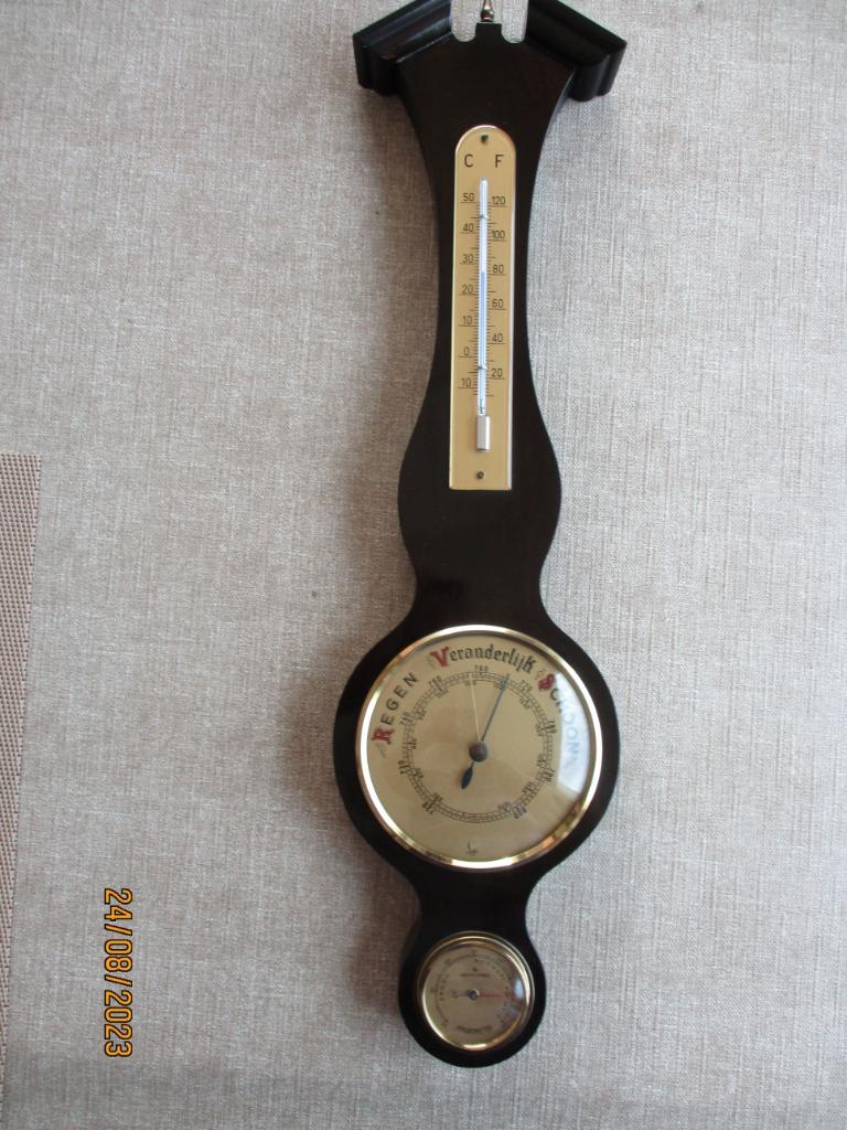 Combinatie Baro-,Thermo-,Hygrometer mahoniehout, Ophalen of Verzenden, Zo goed als nieuw