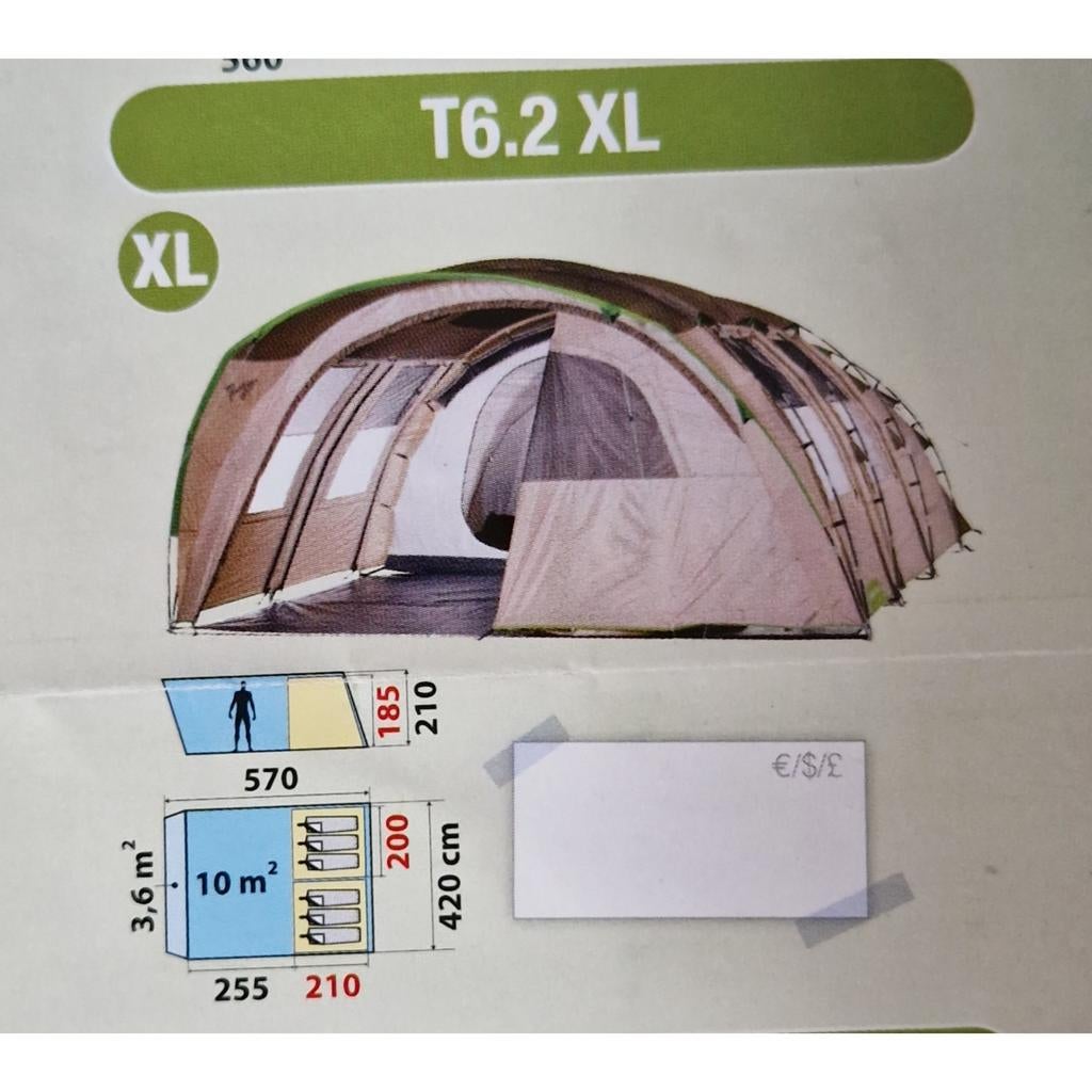 Nieuwe ruime 6 persoonstent met muskietennet.(muggen), Caravans en Kamperen, Ophalen, Nieuw