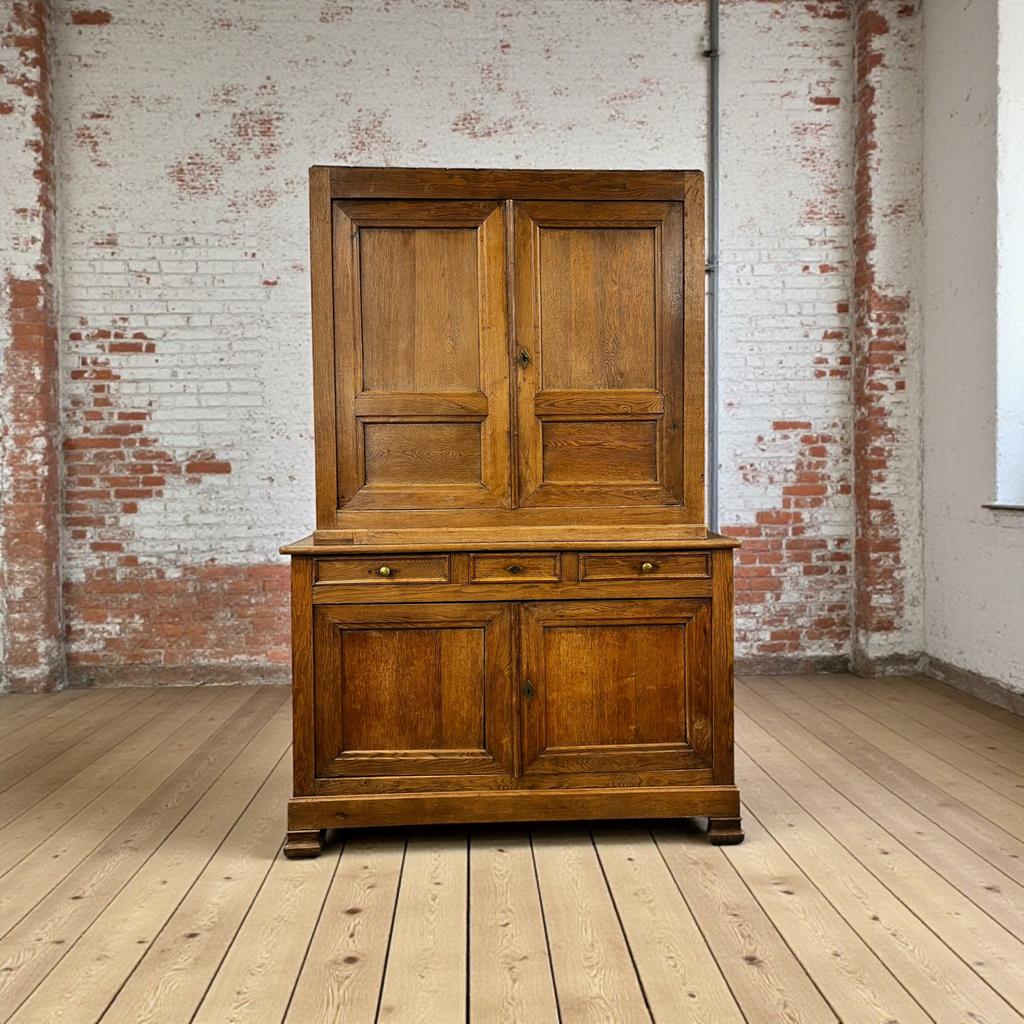 Antieke XL hoge kast (2 delig), Ophalen of Verzenden, Gebruikt, Kast