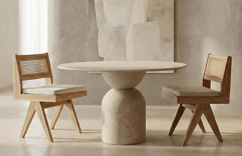 Travertin eettafel Japandi stijl – op maat samen te stellen, Maison & Meubles, Tables | Tables à manger, Neuf, 100 à 150 cm, 100 à 150 cm