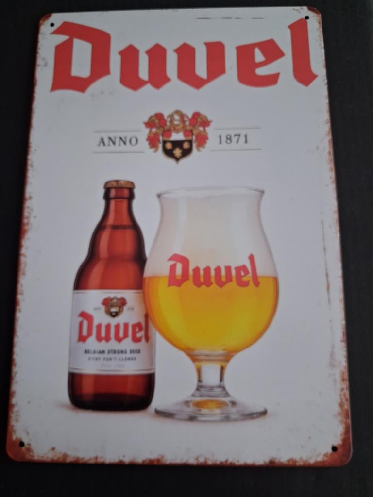 "Duvel" vintage metalen reclamebord 20 X 30 cm Nieuwe staat, Verzenden, Nieuw, Reclamebord, Plaat of Schild, Duvel