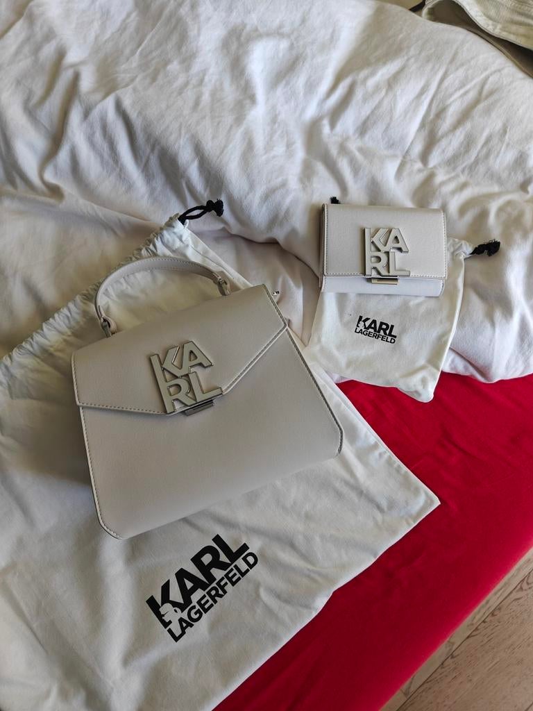 Petit sac à main et portefeuille Karl Lagerfeld, Enlèvement ou Envoi, Neuf, Blanc, Sac à main