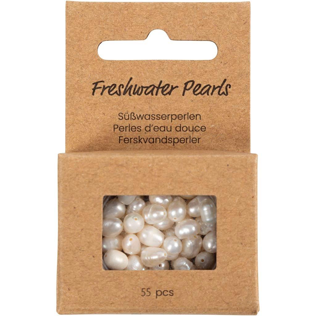 Perles d'eau douce 4—6 mm Nacre — 55 pièces, Hobby & Loisirs créatifs, Hobby & Loisirs Autre, Neuf, Envoi