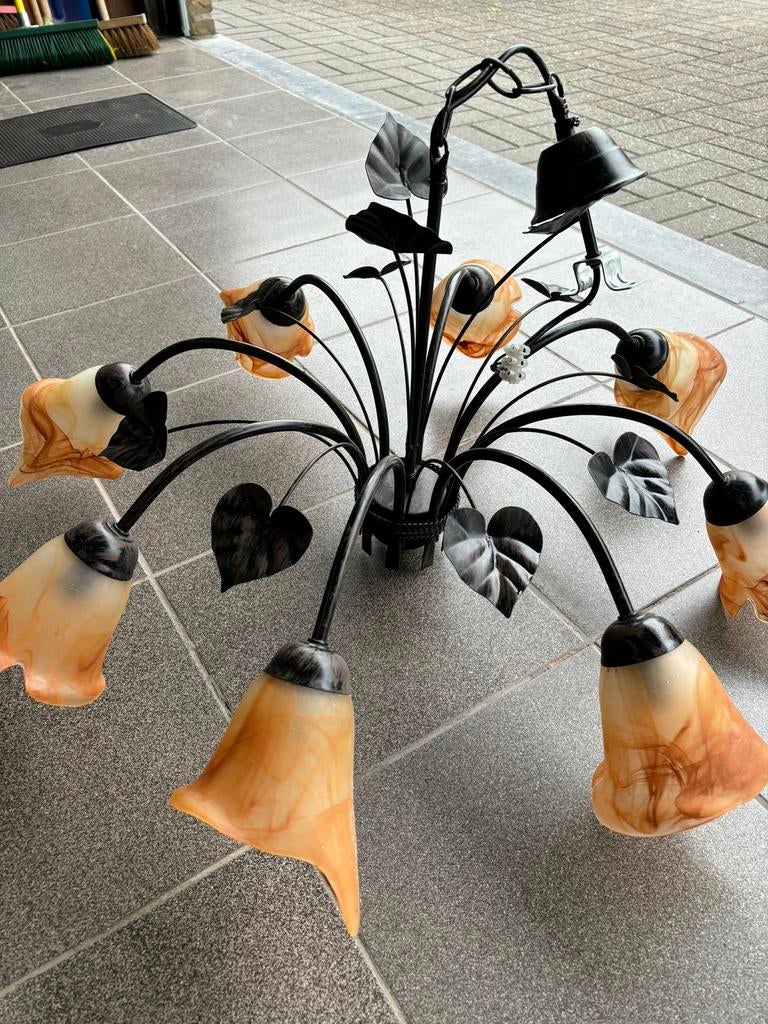 Luchter landelijke stijl, Huis en Inrichting, Lampen | Kroonluchters, Ophalen, Zo goed als nieuw, Metaal