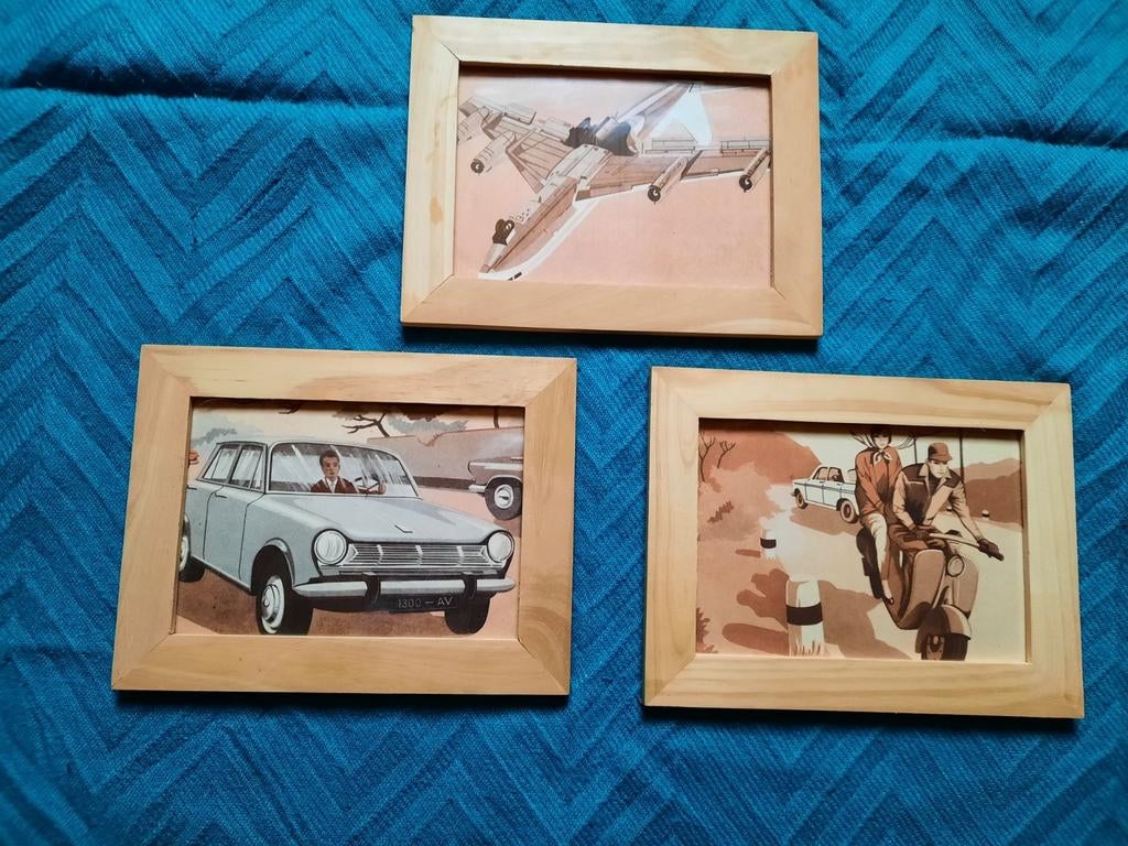 3 cadres en bois avec une belle impression, Enlèvement ou Envoi, Comme neuf